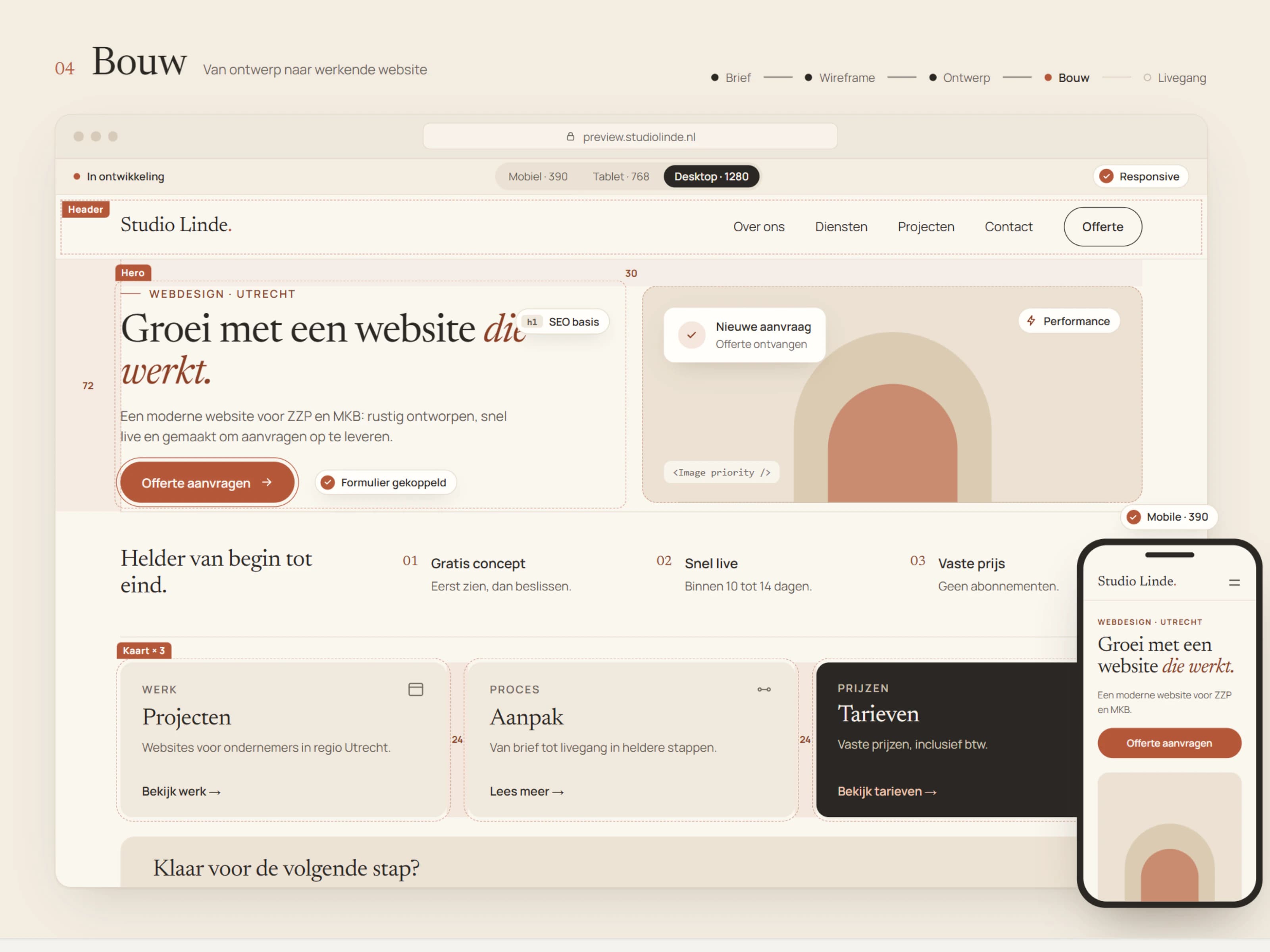 Bouw van de website